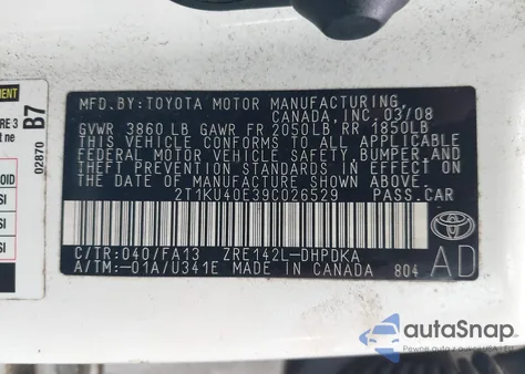 2009 Toyota Matrix from USA, damaged, VIN 2T1KU40E39C026529